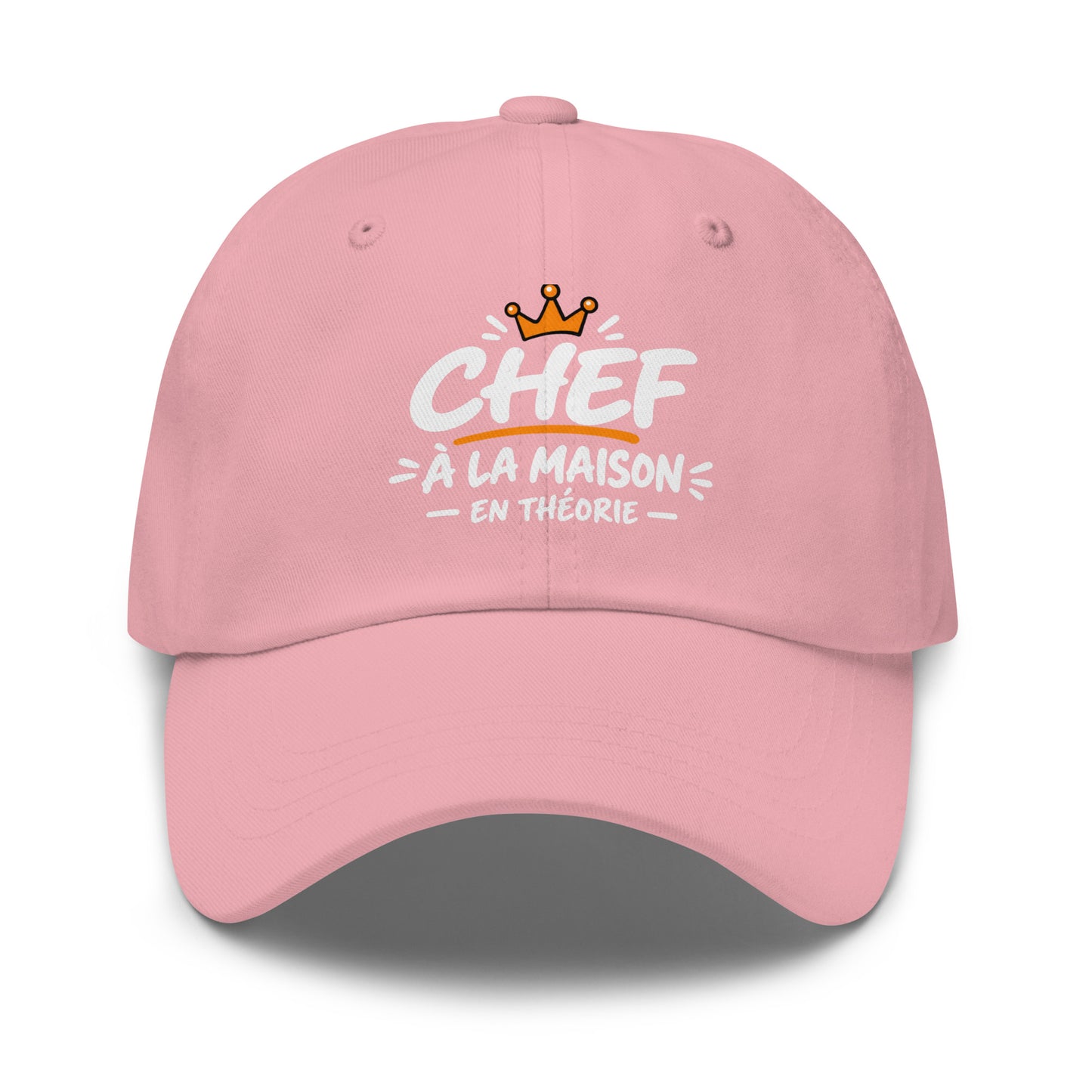 Casquette Baseball, brodée « Chef à la maison, en théorie », en Rose, vue de face, image 43