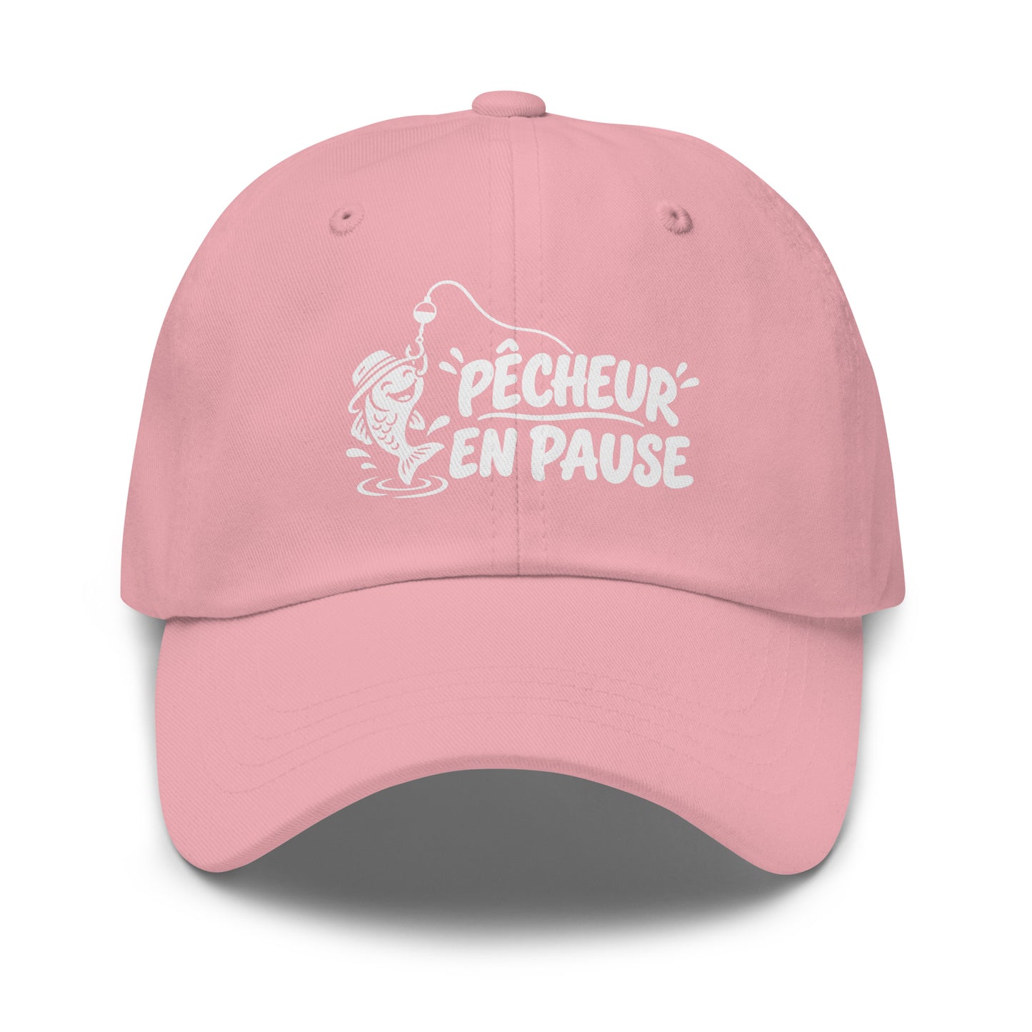 Casquette Baseball, brodée « Pêcheur en pause », en Rose, vue de face, image 43