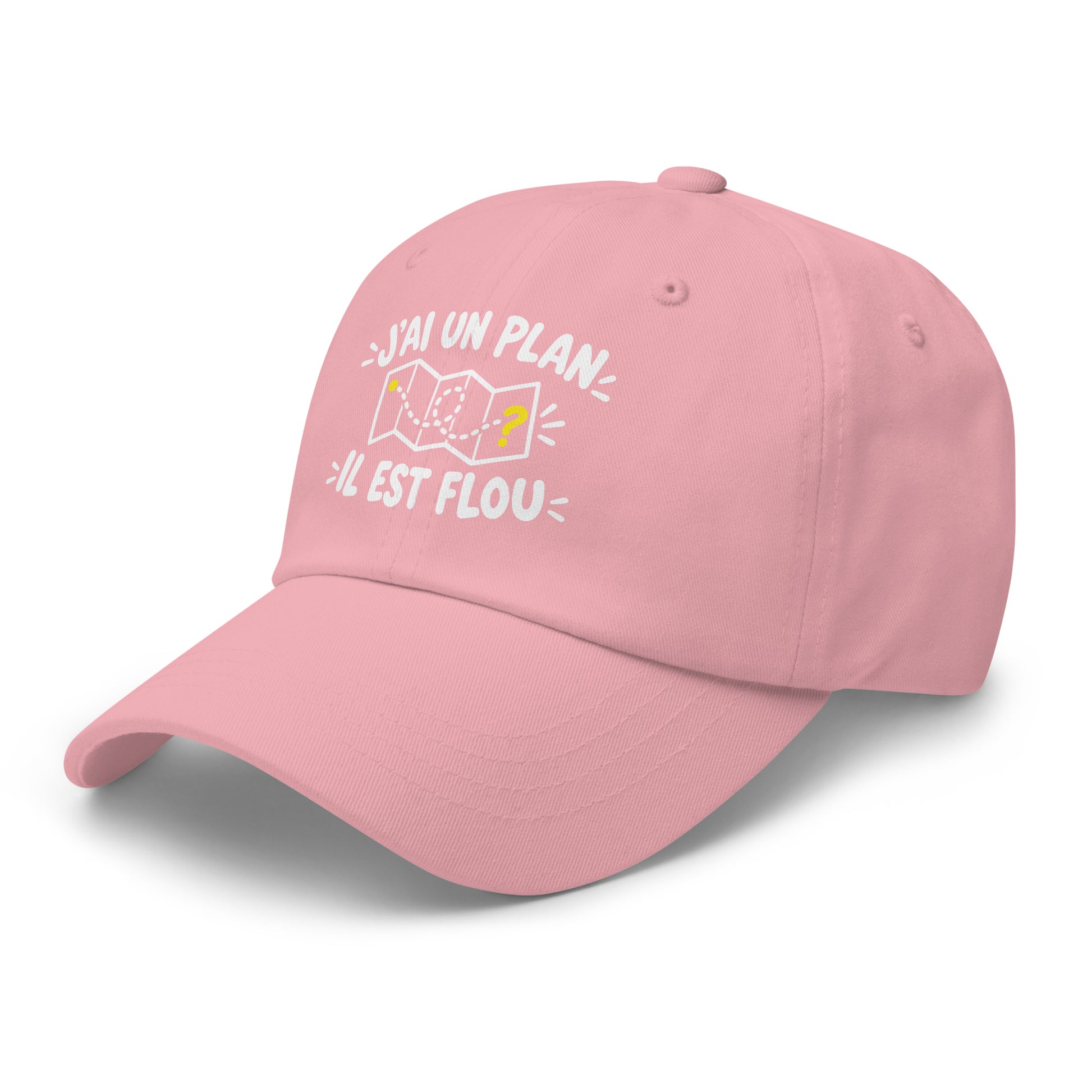 Casquette Baseball, brodée « J'ai un plan, il est flou », en Rose, vue de trois quarts, image 45