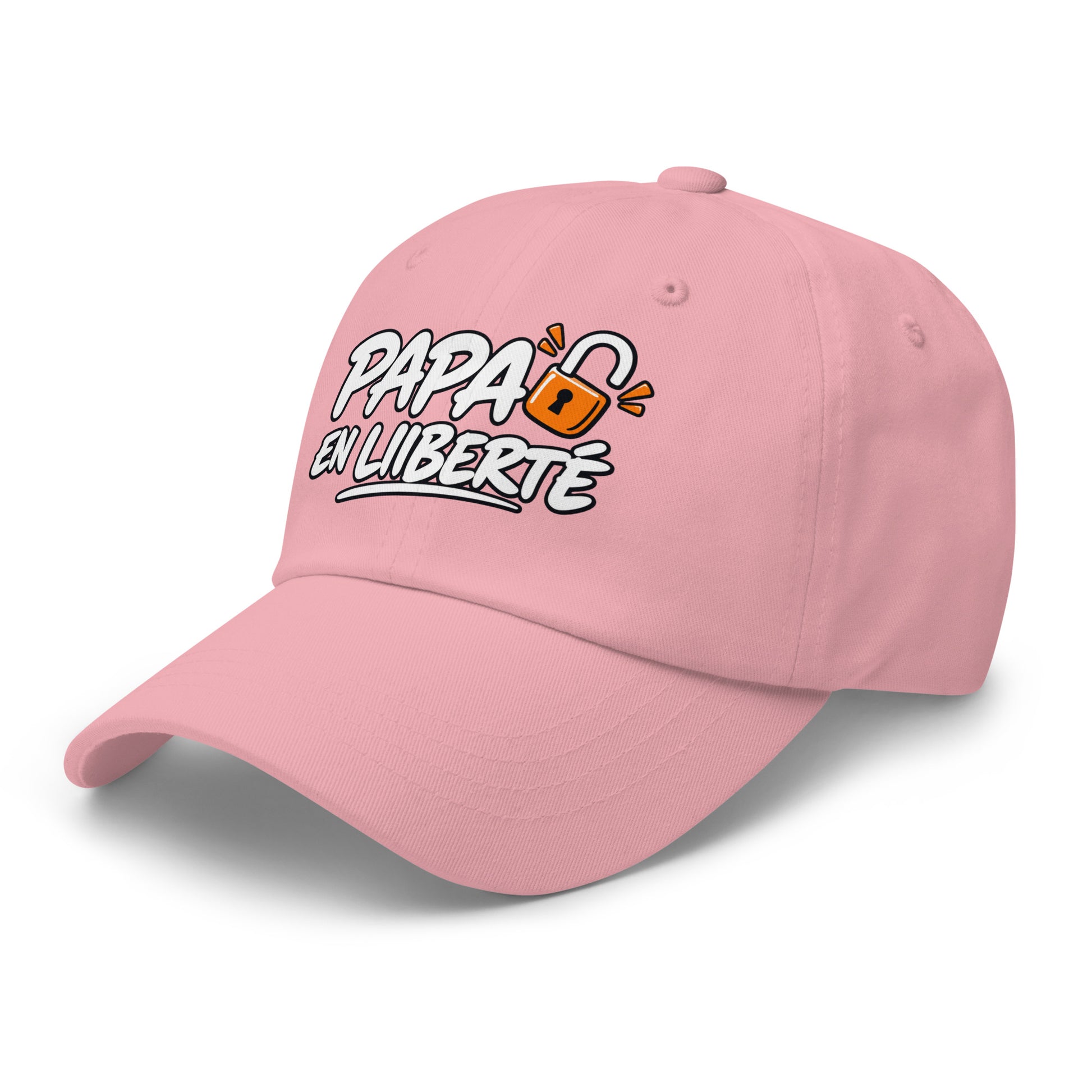 Casquette Baseball, brodée « Papa en liberté », en Rose, vue de trois quarts, image 45