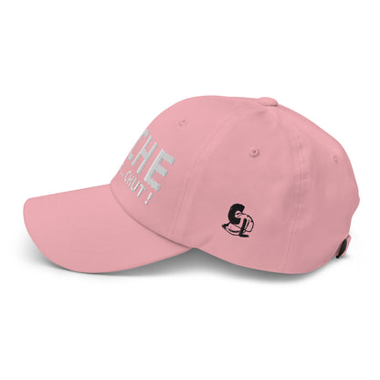 Casquette Baseball, brodée « Pêche en cours ... CHUT ! », en Rose, vue de côté, image 34