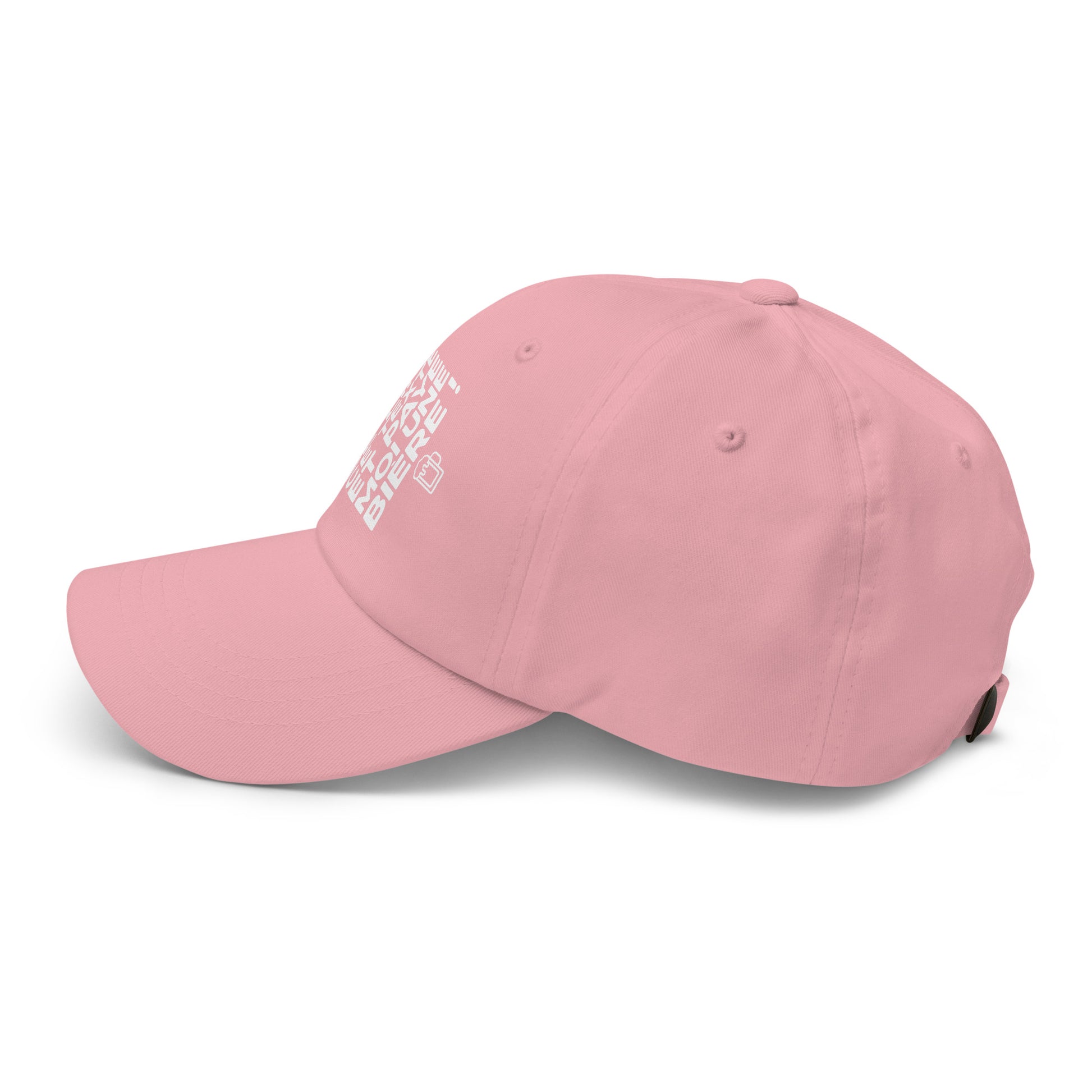 Casquette Baseball, brodée « Arrête de lire ce texte et paye moi une bière », en Rose, vue de côté, image 47