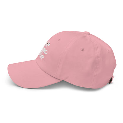 Casquette Baseball, brodée « Sociable après café », en Rose, vue de côté, image 46