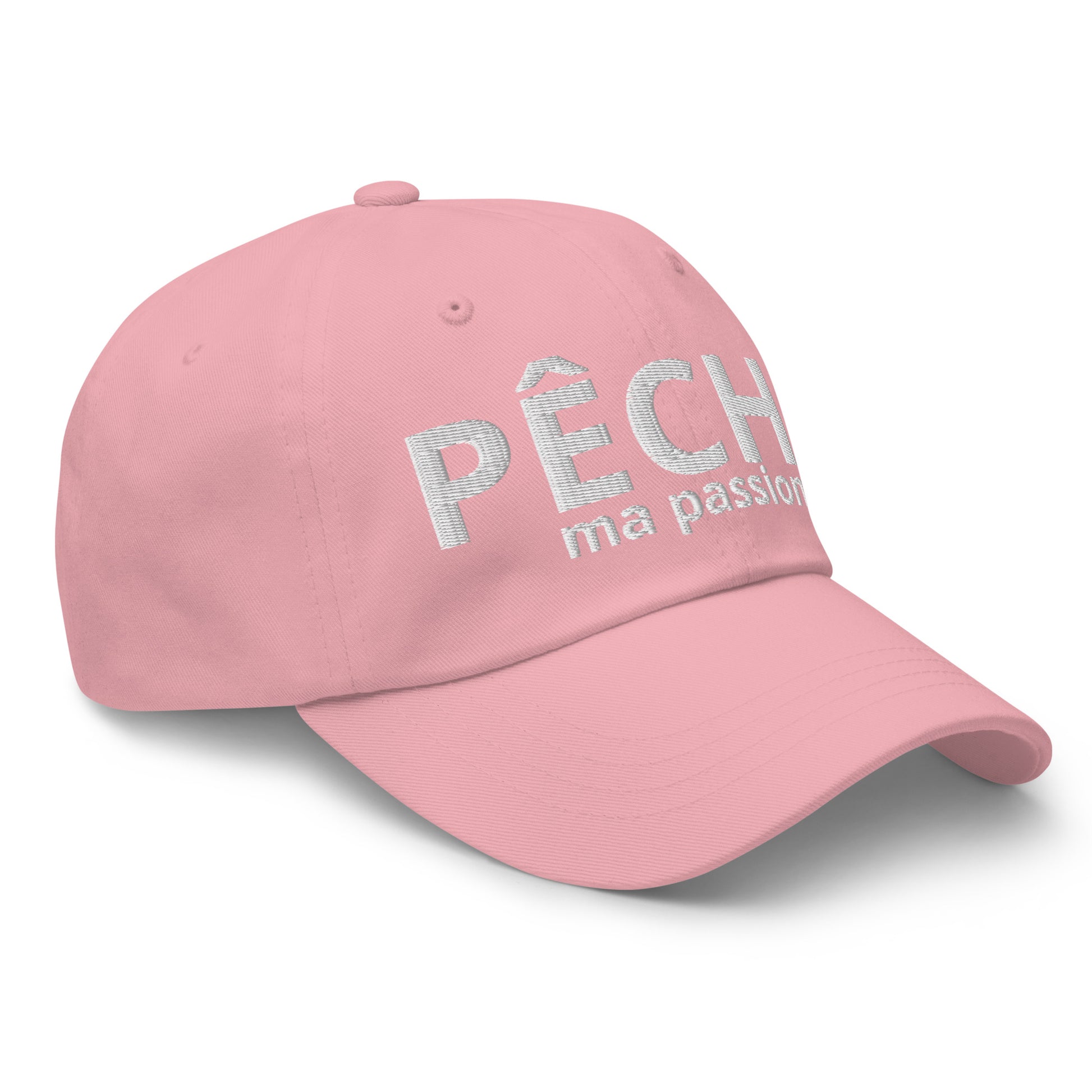 Casquette Baseball, brodée « Pêche ma passion », en Rose, vue de trois quarts, image 47