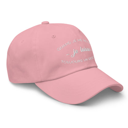 Casquette Baseball, brodée « Quand je me retire, je laisse toujours un gros vide », en Rose, vue de trois quarts, image 46