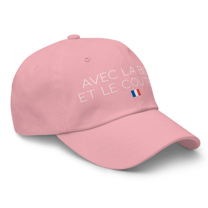 Casquette Baseball, brodée « Avec la bite et le couteau », en Rose, vue de trois quarts, image 47