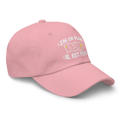 Casquette Baseball, brodée « J'ai un plan, il est flou », en Rose, vue de trois quarts, image 47