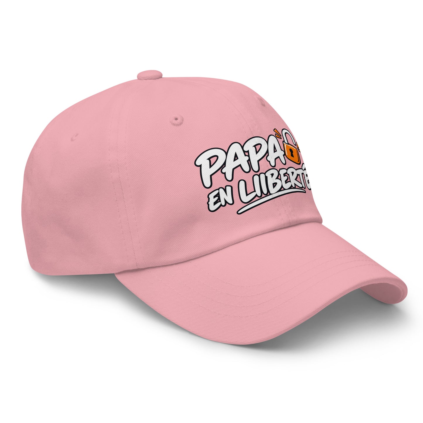 Casquette Baseball, brodée « Papa en liberté », en Rose, vue de trois quarts, image 47