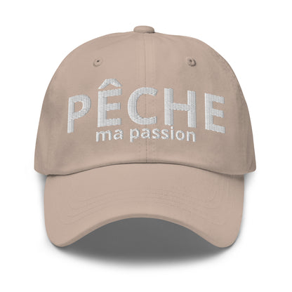 Casquette Baseball, brodée « Pêche ma passion », en Pierre, vue de face, image 9