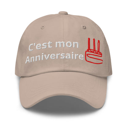 Casquette Baseball, brodée « C'est mon anniversaire », en Pierre, vue de face, image 4