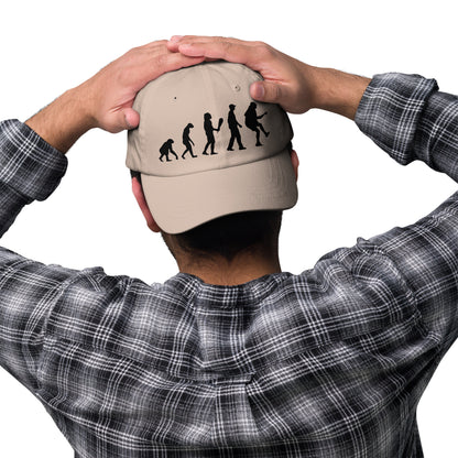 Casquette Baseball, brodée « Evolution de l'homme jusqu'à un guitariste », en Pierre, vue de face, image 13