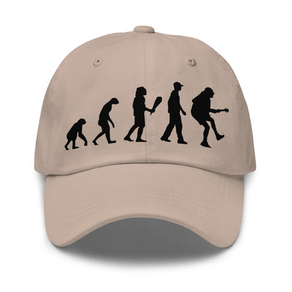 Casquette Baseball, brodée « Evolution de l'homme jusqu'à un guitariste », en Pierre, vue de face, image 6