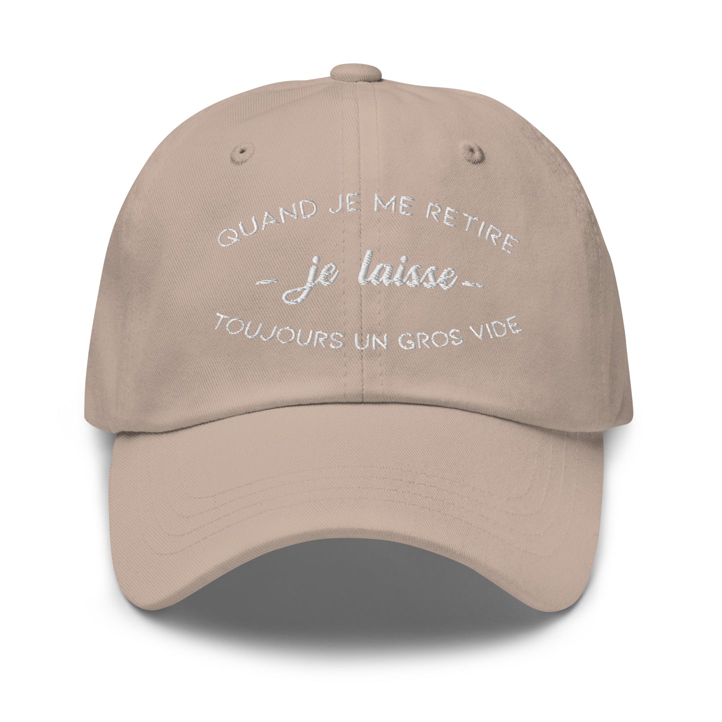 Casquette Baseball, brodée « Quand je me retire, je laisse toujours un gros vide », en Pierre, vue de face, image 9