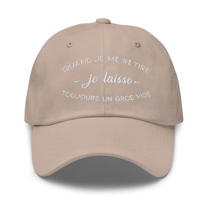 Casquette Baseball, brodée « Quand je me retire, je laisse toujours un gros vide », en Pierre, vue de face, image 9