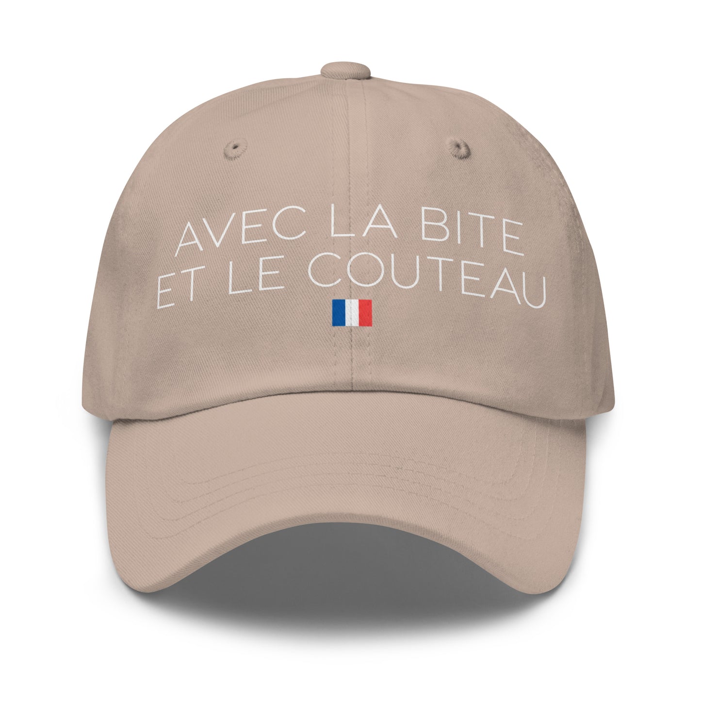 Casquette Baseball, brodée « Avec la bite et le couteau », en Pierre, vue de face, image 37