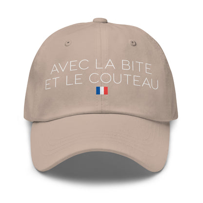 Casquette Baseball, brodée « Avec la bite et le couteau », en Pierre, vue de face, image 37
