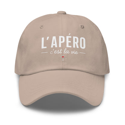 Casquette Baseball, brodée « L'apéro c'est la vie », en Pierre, vue de face, image 37