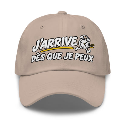 Casquette Baseball, brodée « J'arrive dès que je peux », en Pierre, vue de face, image 37