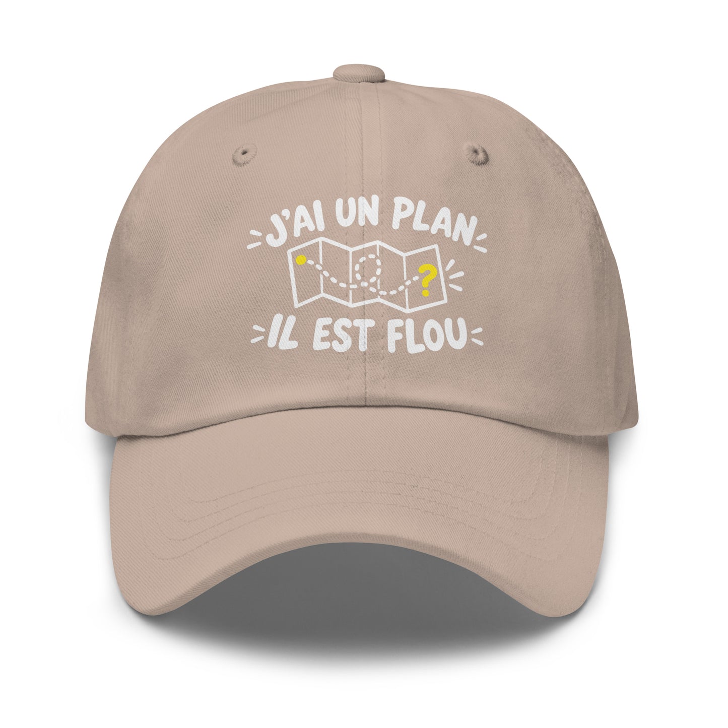 Casquette Baseball, brodée « J'ai un plan, il est flou », en Pierre, vue de face, image 37