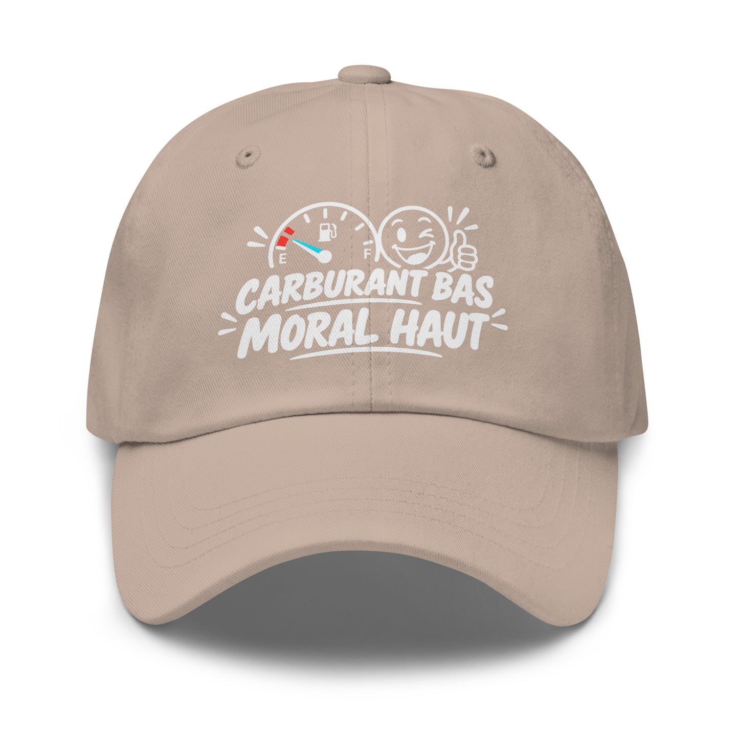 Casquette Baseball, brodée « Carburant bas, moral haut », en Pierre, vue de face, image 37