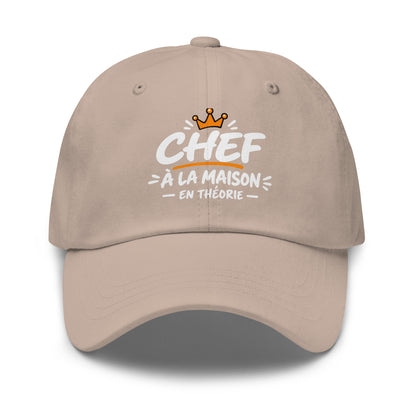 Casquette Baseball, brodée « Chef à la maison, en théorie », en Pierre, vue de face, image 37