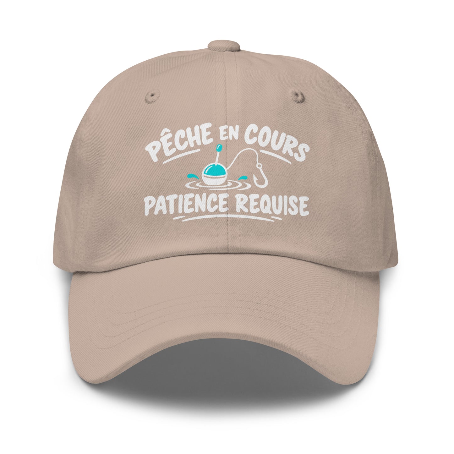 Casquette Baseball, brodée « Pêche en cours, patience requise », en Pierre, vue de face, image 37