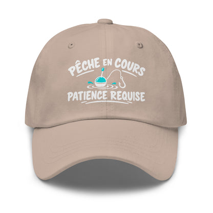 Casquette Baseball, brodée « Pêche en cours, patience requise », en Pierre, vue de face, image 37