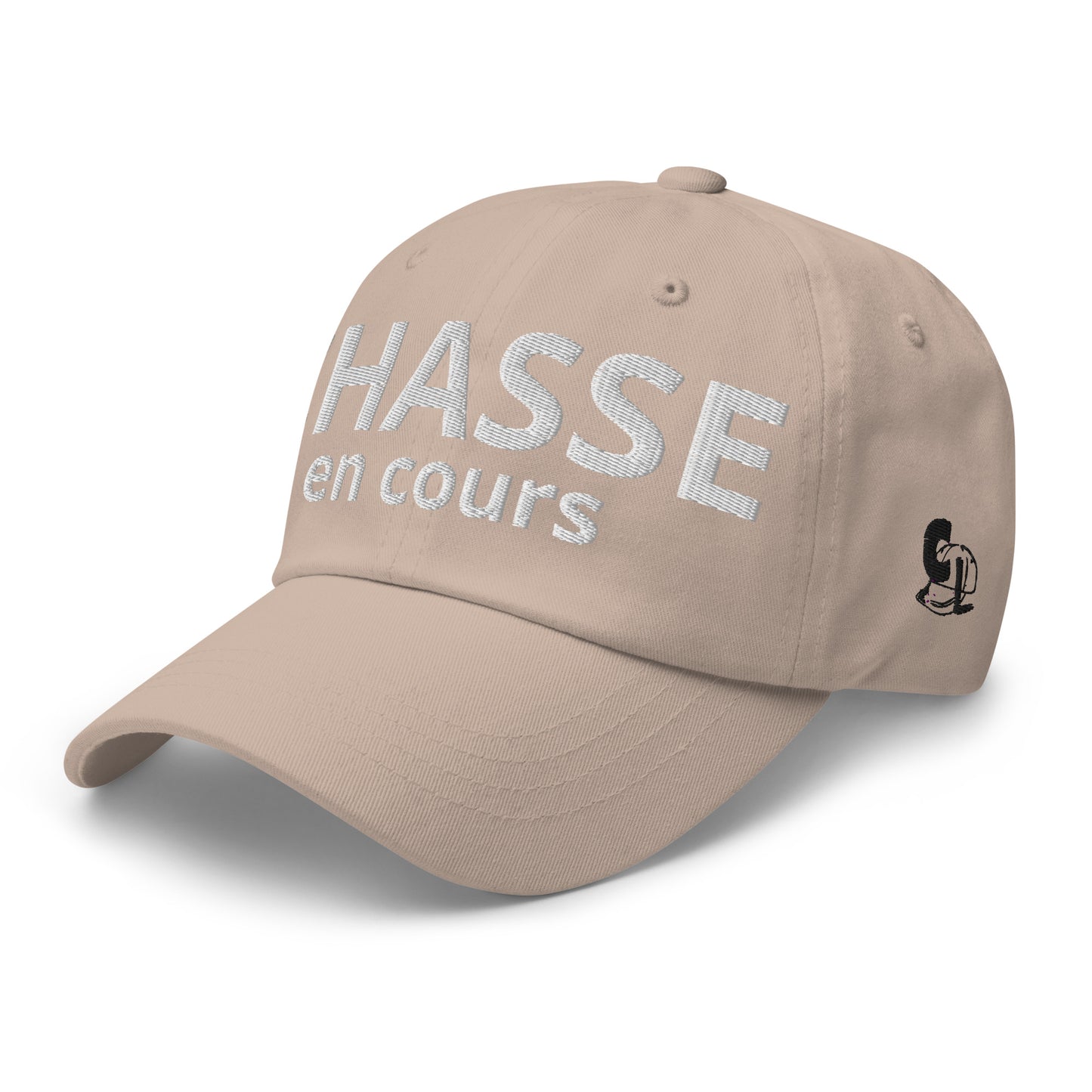 Casquette Baseball, brodée « Chasse en cours », en Pierre, vue de trois quarts, image 43