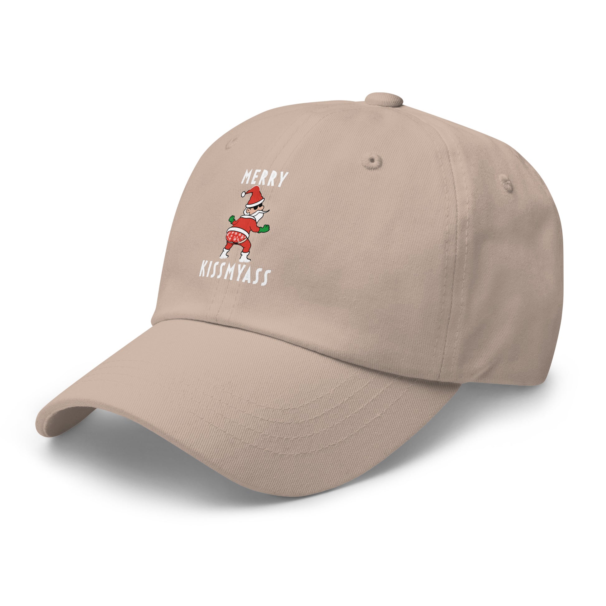 Casquette Baseball, brodée « Merry kiss my ass », en Pierre, vue de trois quarts, image 39