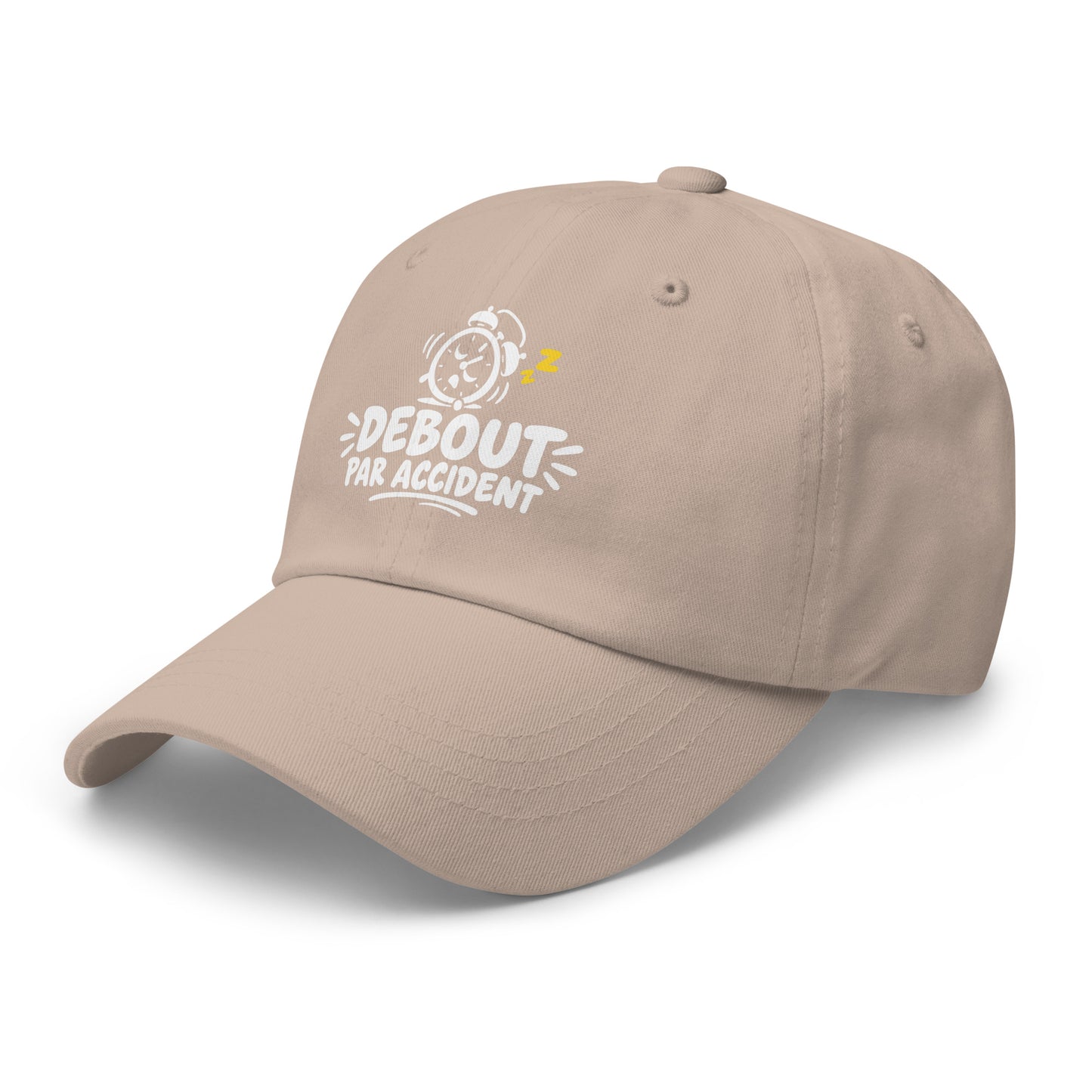 Casquette Baseball, brodée « Debout par accident », en Pierre, vue de trois quarts, image 40