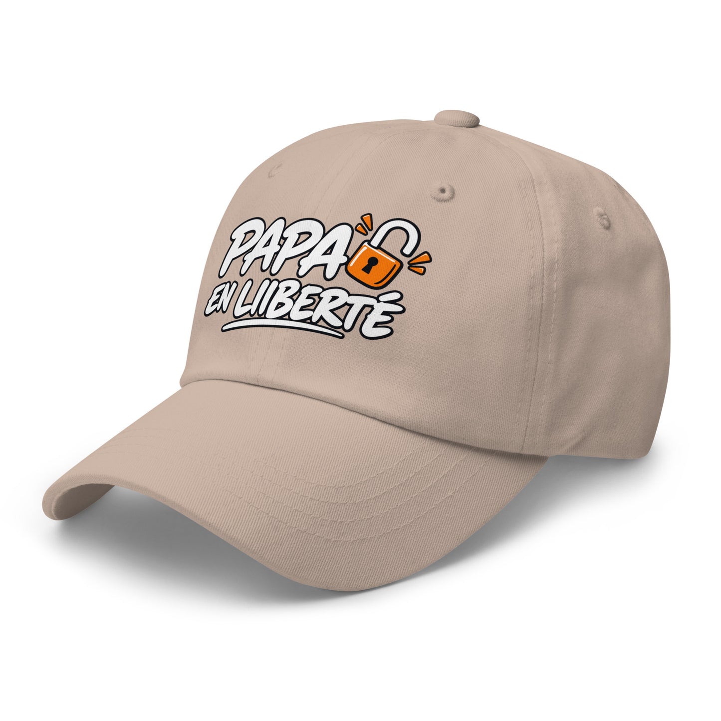Casquette Baseball, brodée « Papa en liberté », en Pierre, vue de trois quarts, image 39