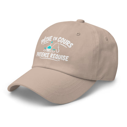 Casquette Baseball, brodée « Pêche en cours, patience requise », en Pierre, vue de trois quarts, image 39