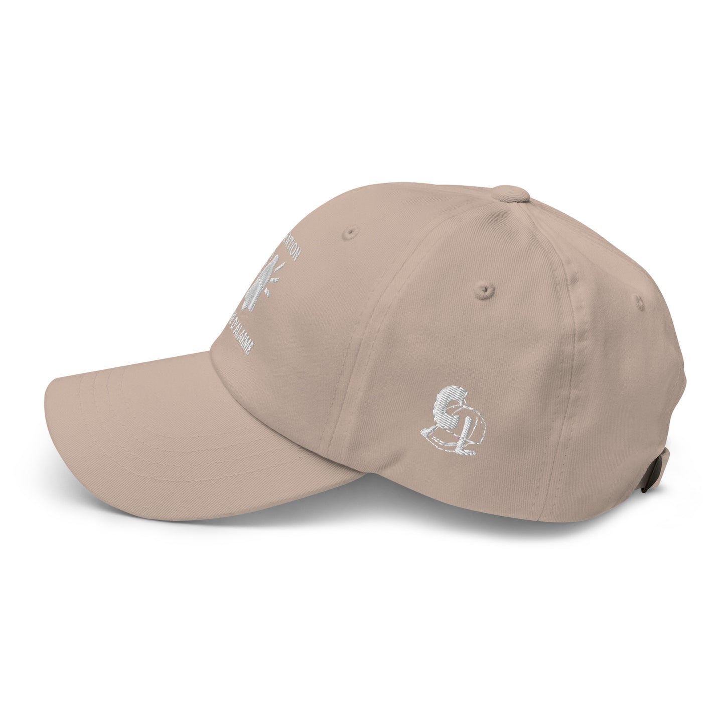 Casquette Baseball, brodée « Attention, système d'alarme », en Pierre, vue de côté, image 48