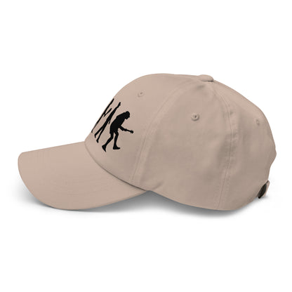 Casquette Baseball, brodée « Evolution de l'homme jusqu'à un guitariste », en Pierre, vue de côté, image 49