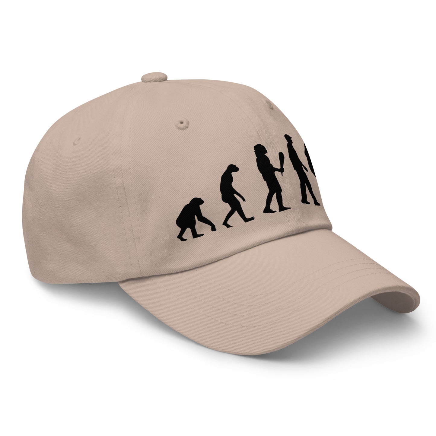 Casquette Baseball, brodée « Evolution de l'homme jusqu'à un guitariste », en Pierre, vue de trois quarts, image 50
