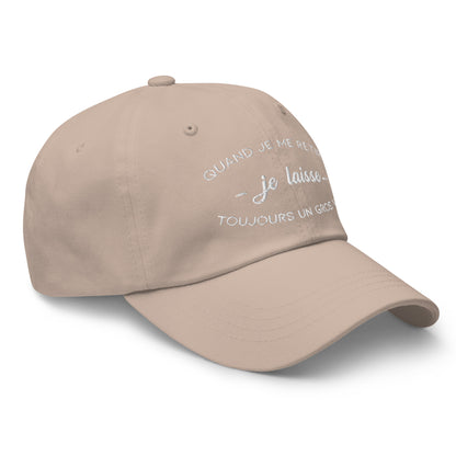 Casquette Baseball, brodée « Quand je me retire, je laisse toujours un gros vide », en Pierre, vue de trois quarts, image 41