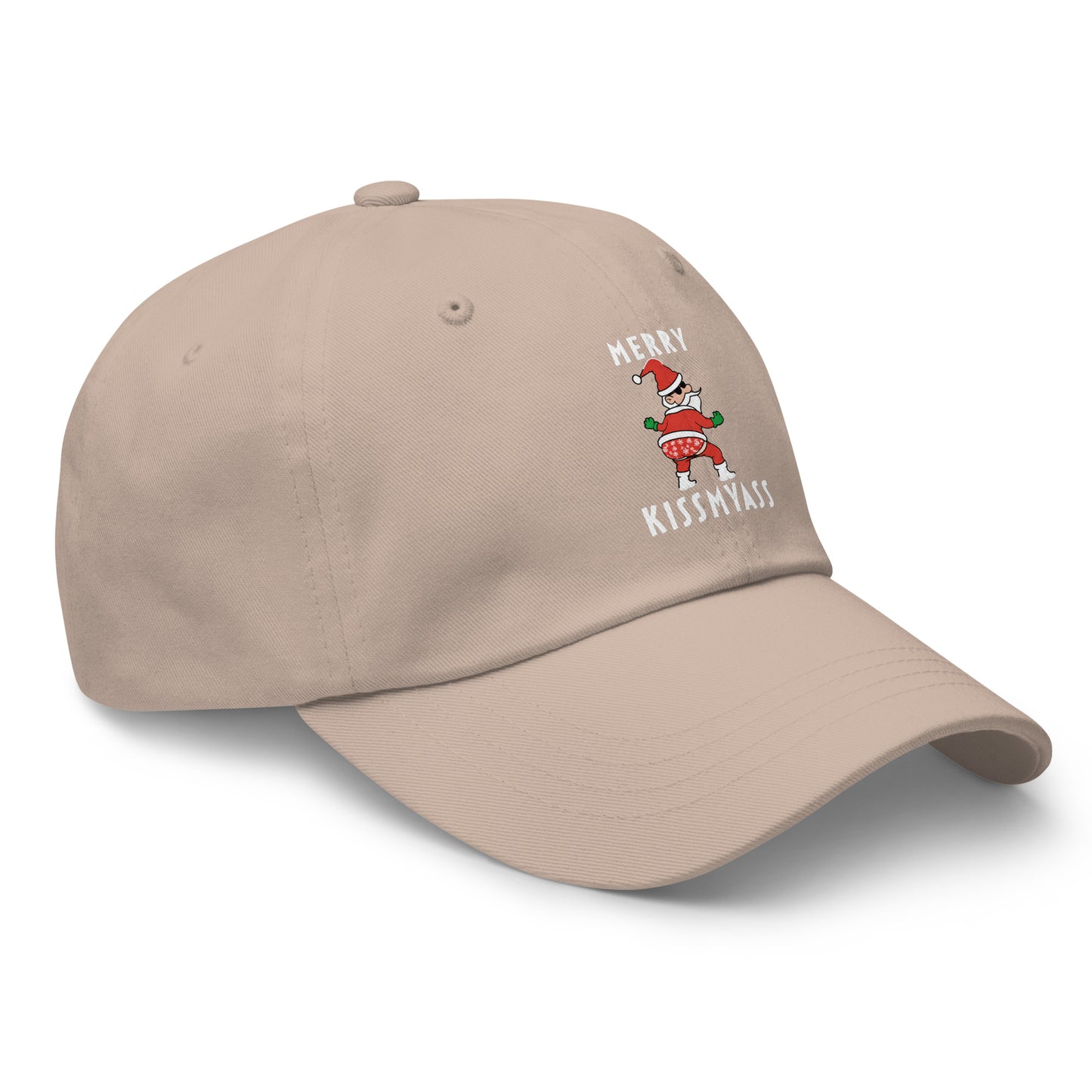 Casquette Baseball, brodée « Merry kiss my ass », en Pierre, vue de trois quarts, image 41