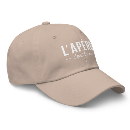 Casquette Baseball, brodée « L'apéro c'est la vie », en Pierre, vue de trois quarts, image 41