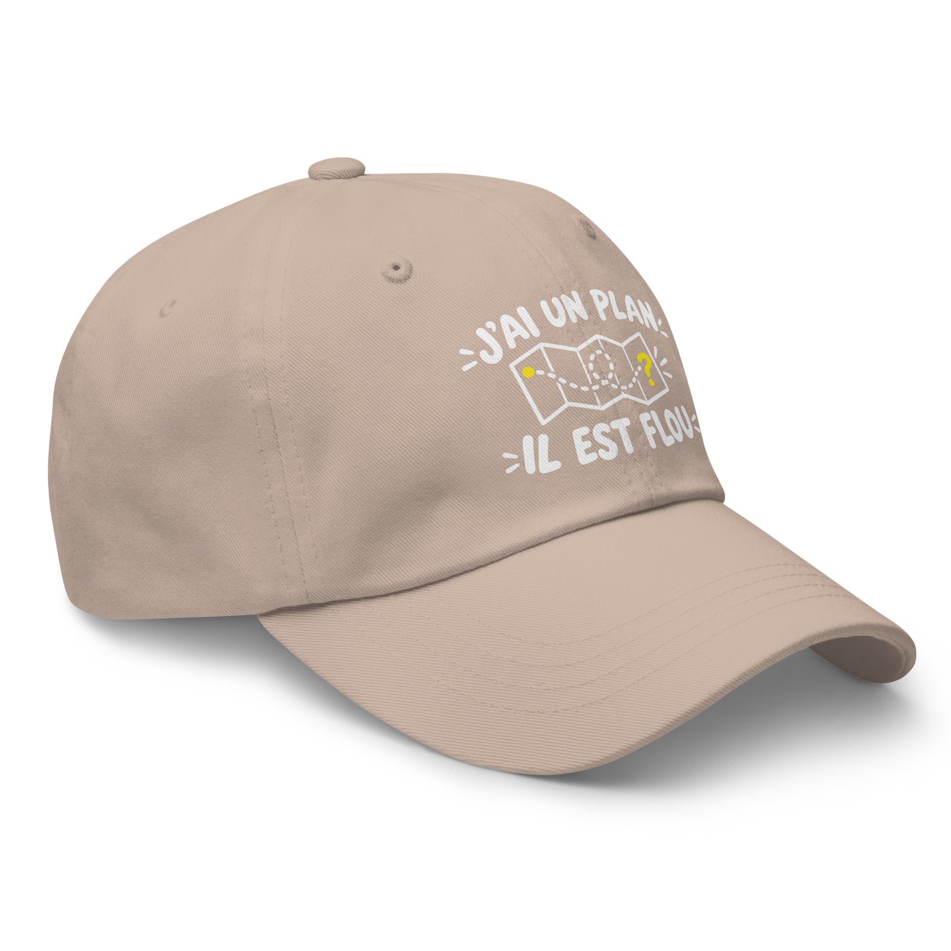 Casquette Baseball, brodée « J'ai un plan, il est flou », en Pierre, vue de trois quarts, image 41