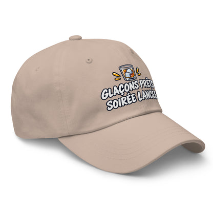 Casquette Baseball, brodée « Glaçons prêts, soirée lancée », en Pierre, vue de trois quarts, image 41