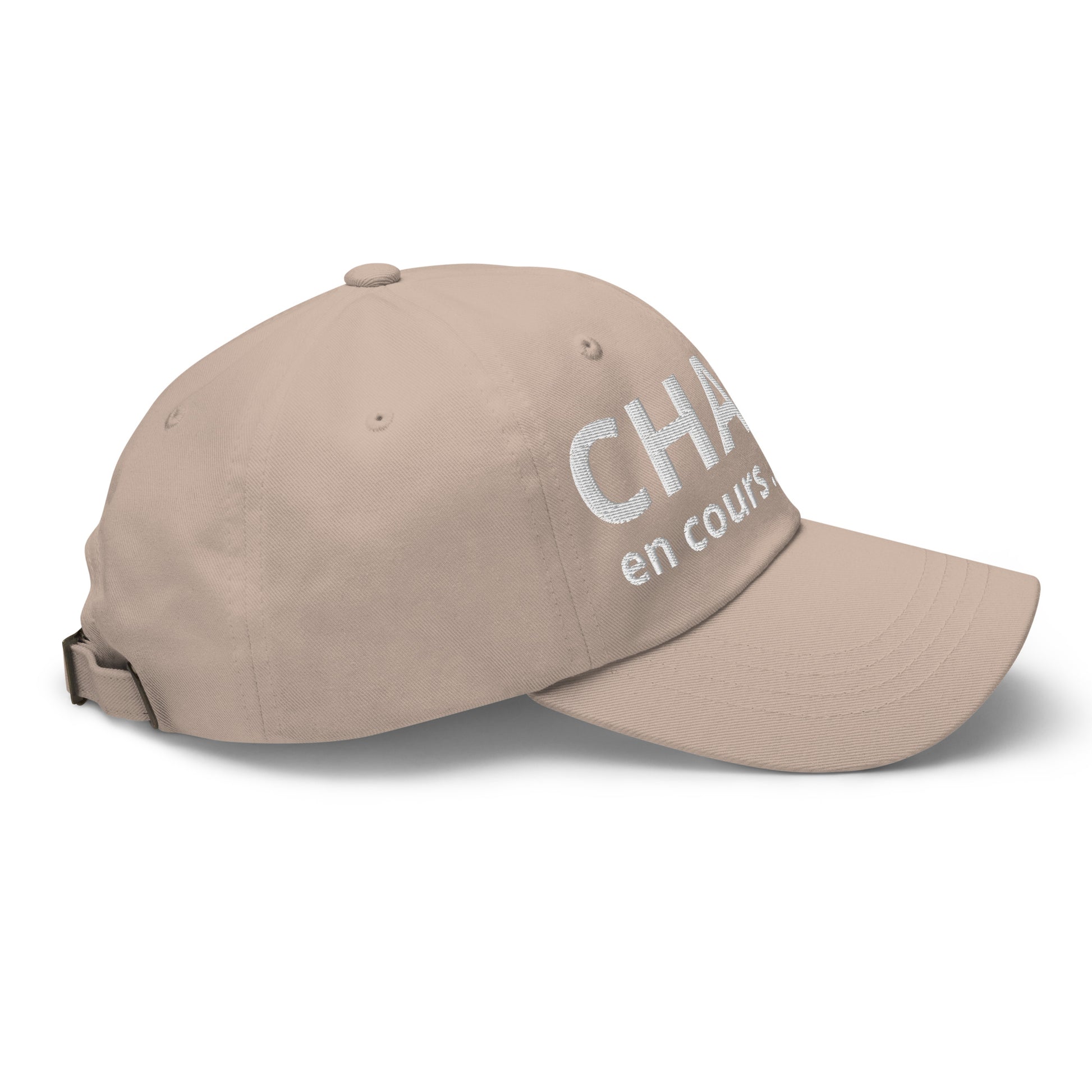 Casquette Baseball, brodée « Chasse en cours ... CHUT ! », en Pierre, vue de côté, image 41