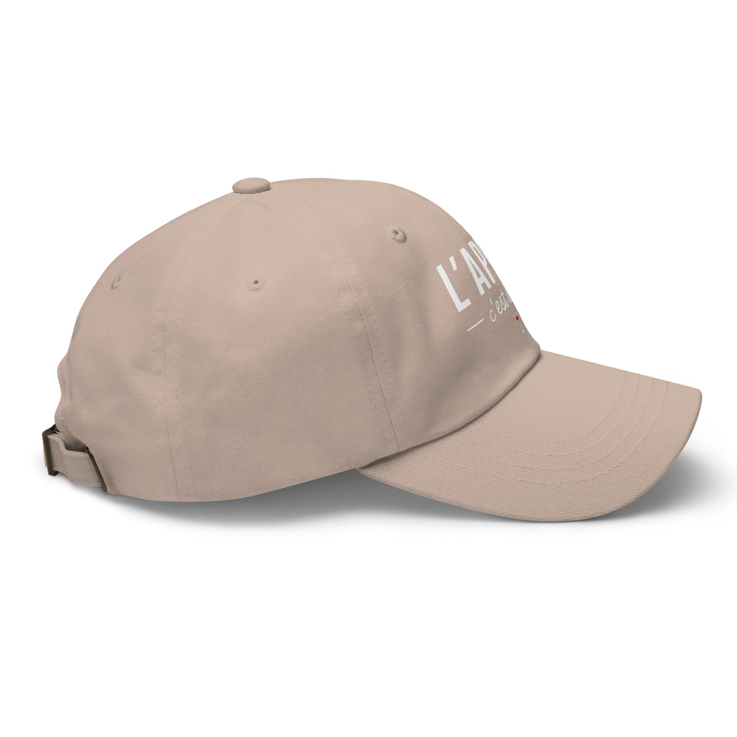 Casquette Baseball, brodée « L'apéro c'est la vie », en Pierre, vue de côté, image 42
