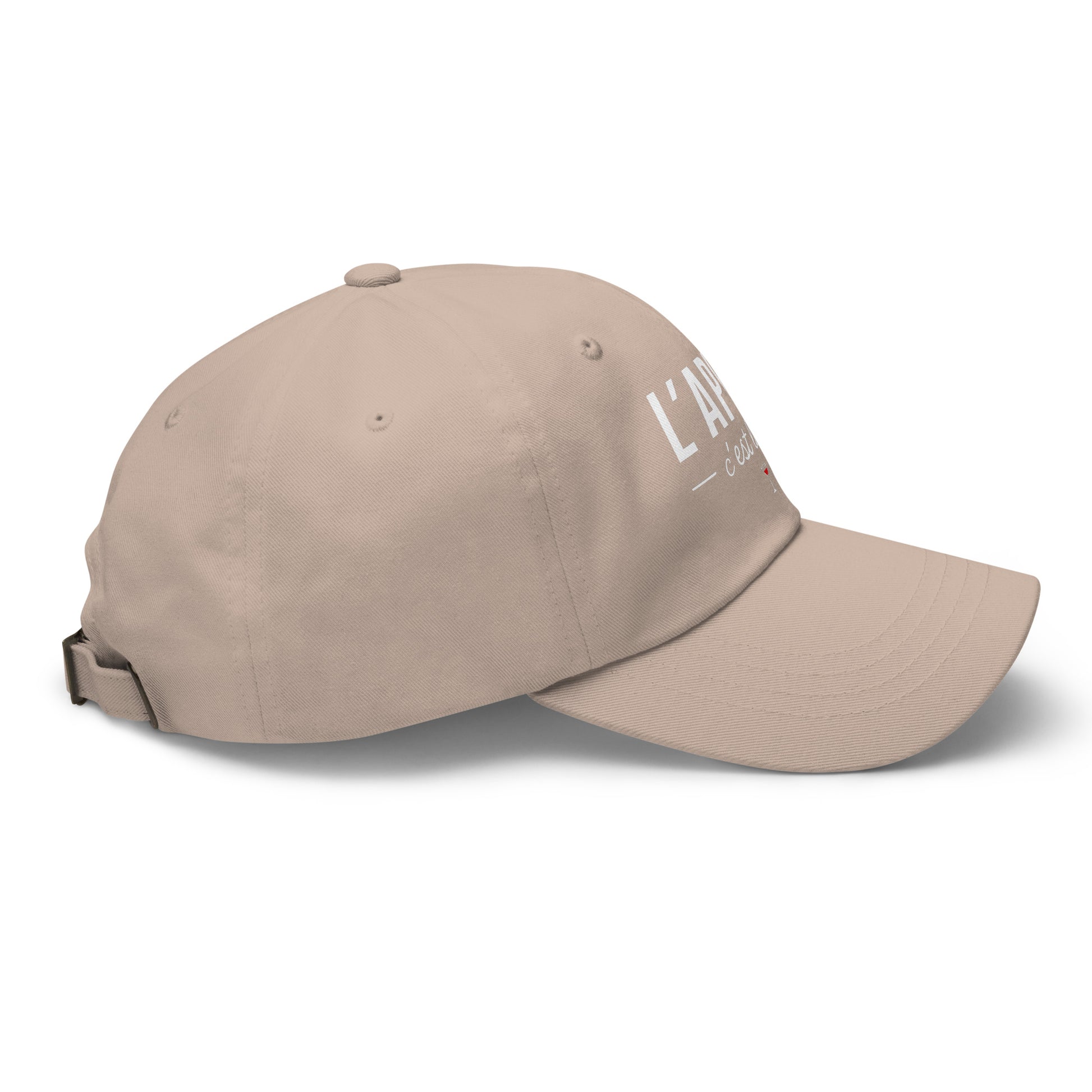 Casquette Baseball, brodée « L'apéro c'est la vie », en Pierre, vue de côté, image 42