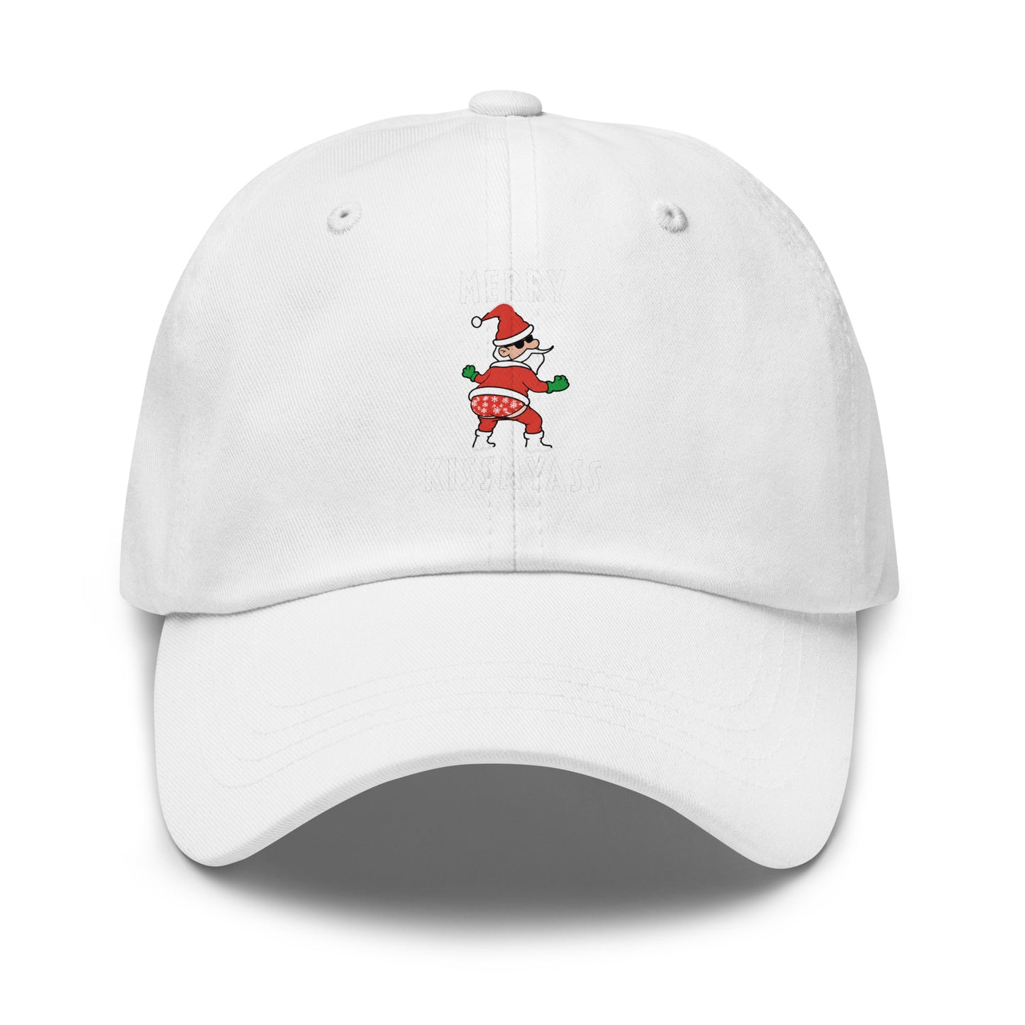 Casquette Baseball, brodée « Merry kiss my ass », vue de face, image 55
