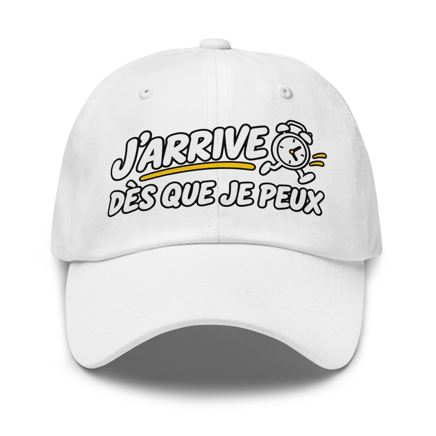 Casquette Baseball, brodée « J'arrive dès que je peux », vue de face, image 55