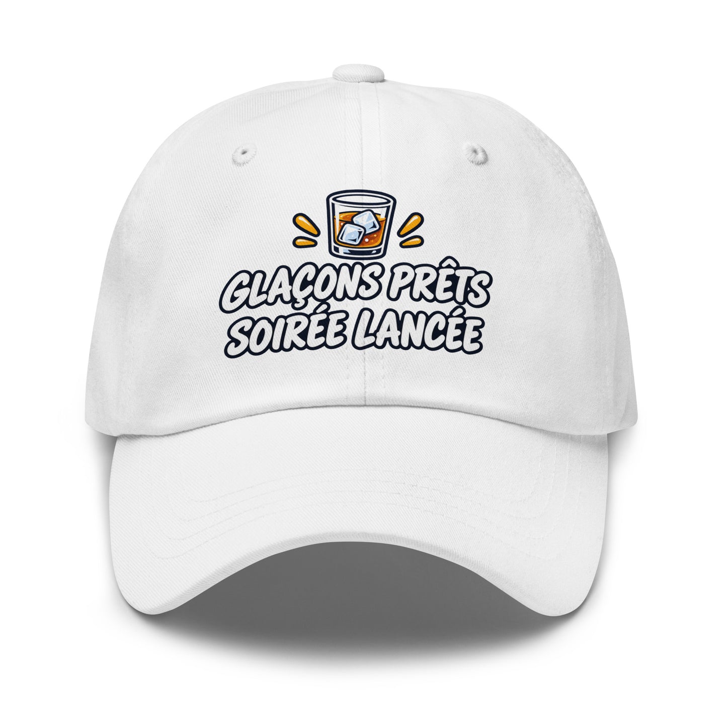 Casquette Baseball, brodée « Glaçons prêts, soirée lancée », vue de face, image 55