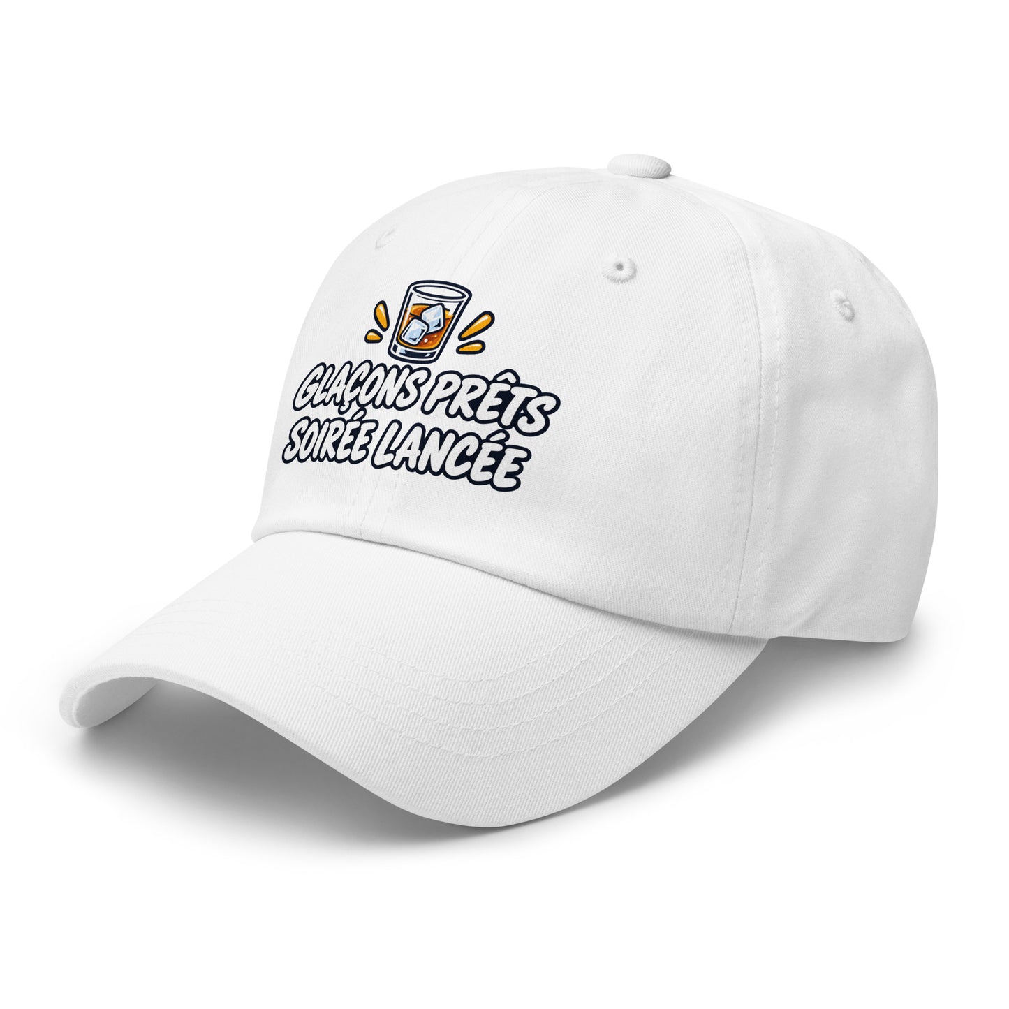 Casquette Baseball, brodée « Glaçons prêts, soirée lancée », vue de trois quarts, image 57