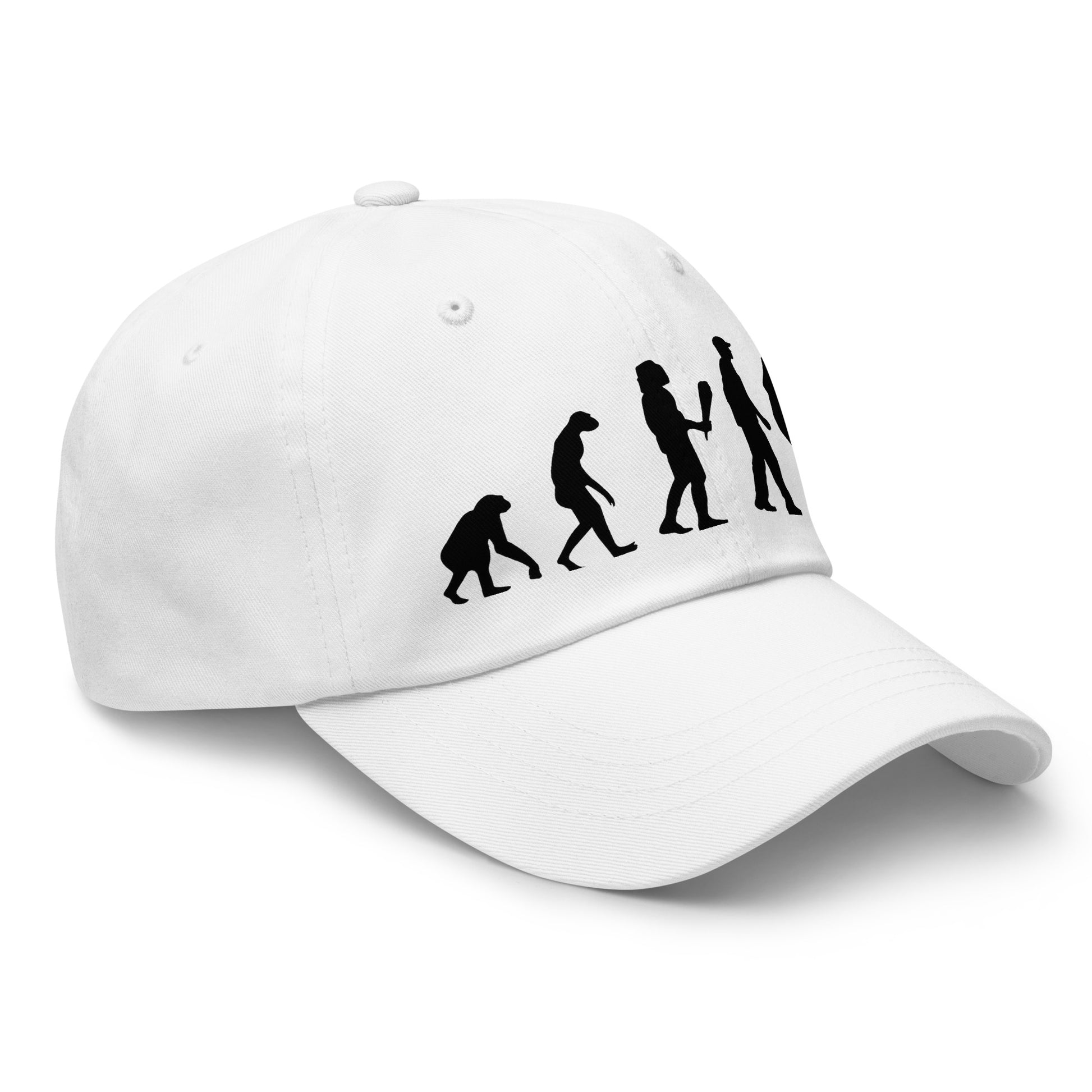 Casquette Baseball, brodée « Evolution de l'homme jusqu'à un guitariste », vue de trois quarts, image 64