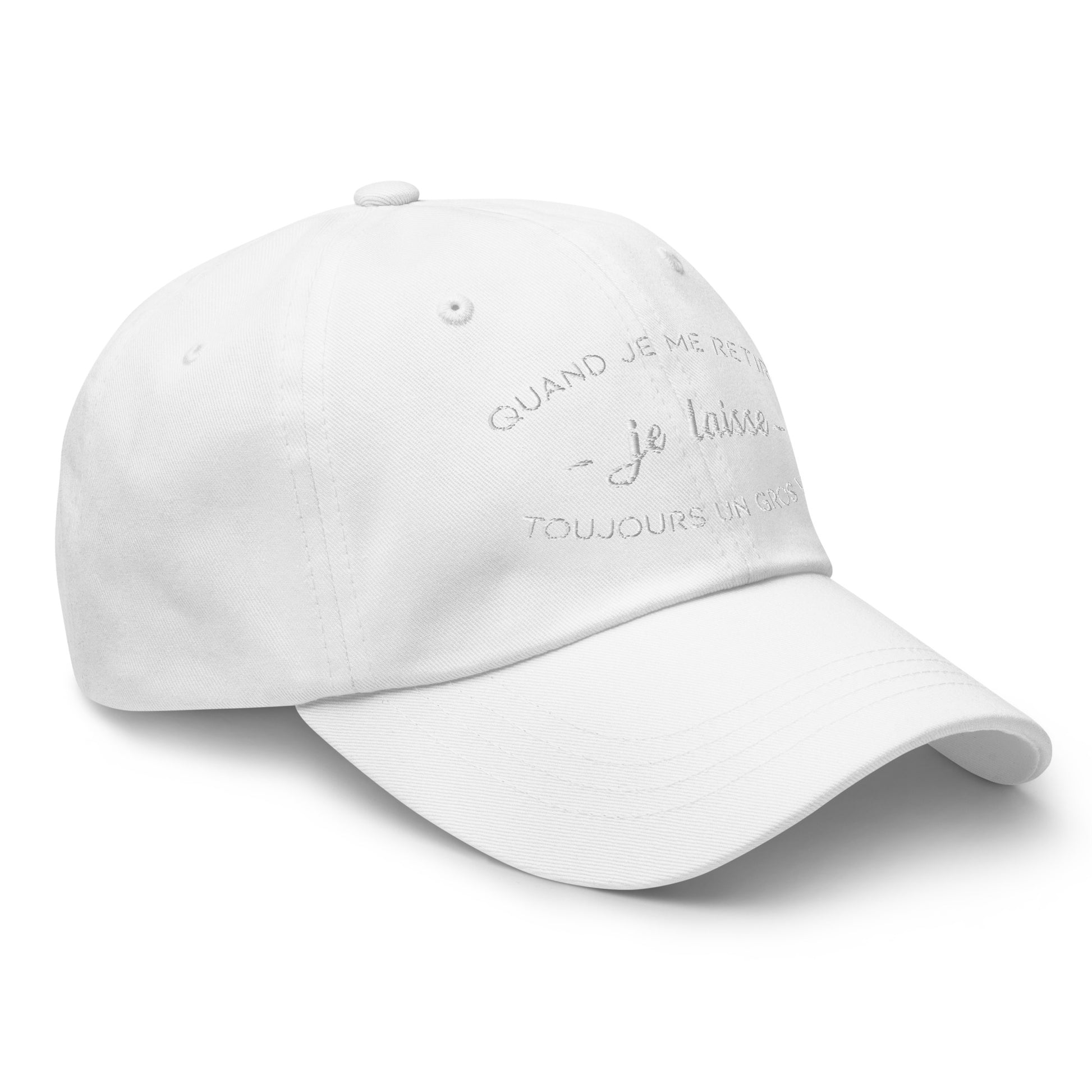 Casquette Baseball, brodée « Quand je me retire, je laisse toujours un gros vide », vue de trois quarts, image 57