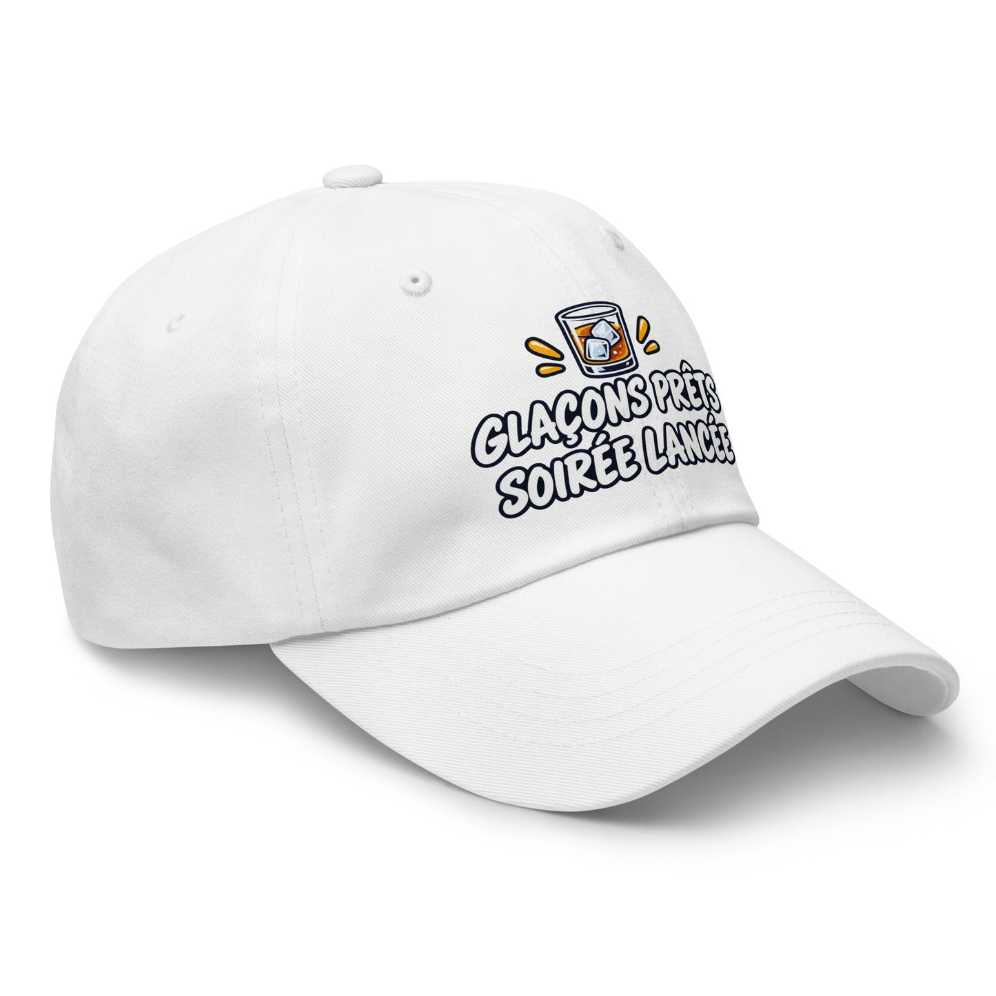 Casquette Baseball, brodée « Glaçons prêts, soirée lancée », vue de trois quarts, image 59